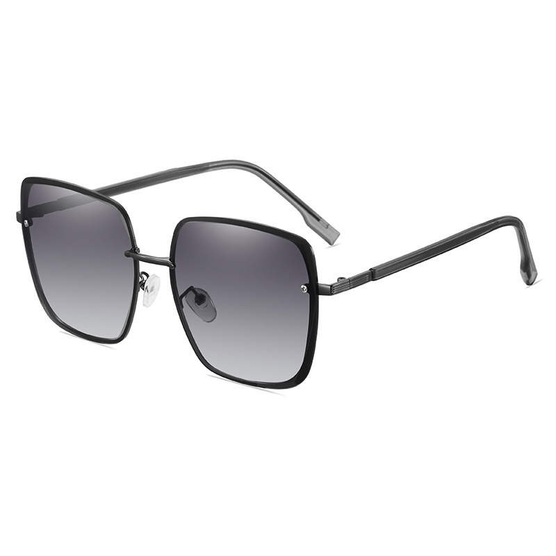 Trendy square glasses polarized sunglasses driving day and night glasses for men and women driver sunglasses (nude glasses gray frame + gradient gray lenses)