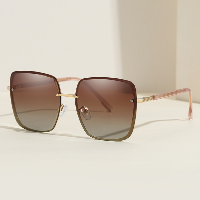Trendy square glasses polarized sunglasses driving day and night glasses for men and women driver sunglasses (nude glasses gold frame + gradual tea lenses)