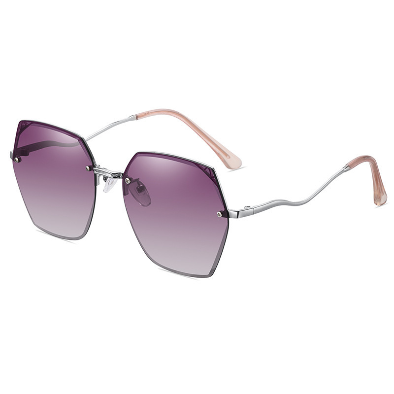 Sunglasses Driving Day and Night Glasses for Men and Women Driving Driver Sunglasses (Nude Glasses Silver Frame + Gradient Purple Lenses)