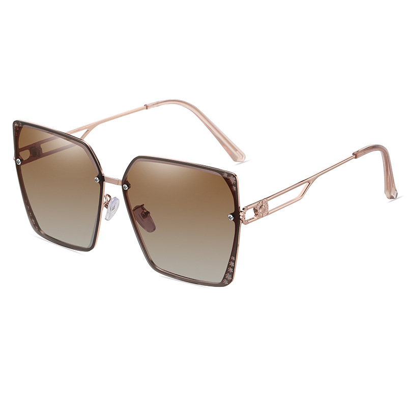 New high-end anti-UV strong light polarized sunglasses (nude mirror, gold frame + gradient lens)