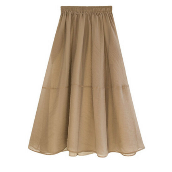 Hot Selling Mesh A-Line Skirt [Khaki] [S-3XL] (please contact customer service to confirm the delivery size after placing the order)