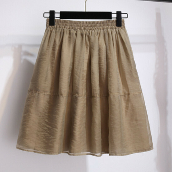 Hot Selling High Waist Organza Skirt [Light Brown] [M-4XL Size] (please contact customer service to confirm the delivery size after placing the order)