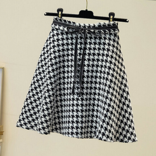 Hot selling houndstooth skirt [black] [size L-4XL] (please contact customer service to confirm the delivery size after placing the order)