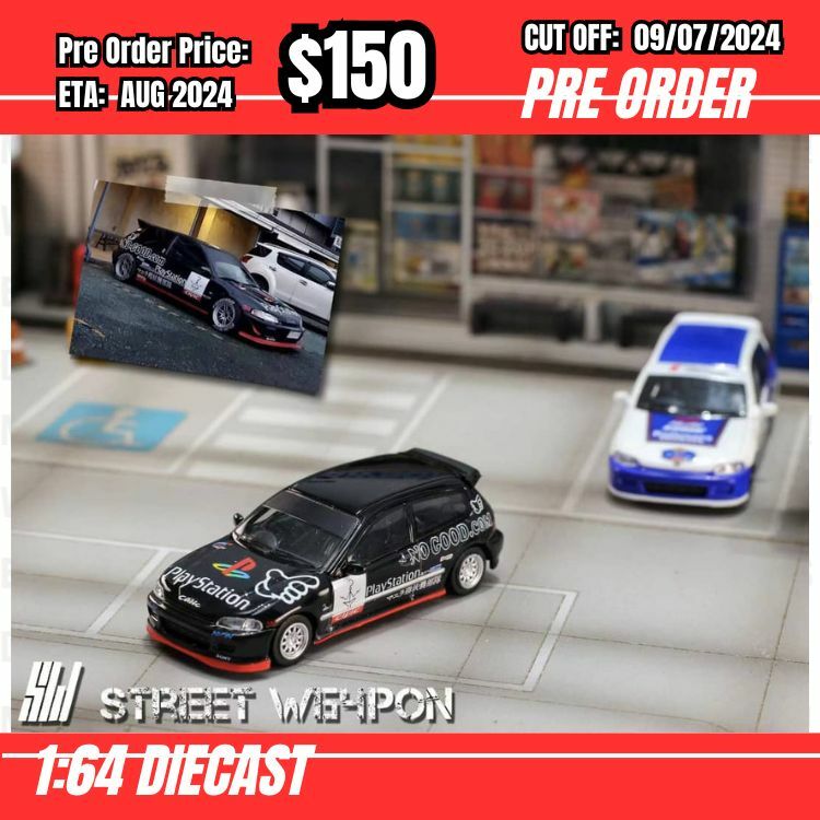 PO-$150 * Street Weapon * 1:64 Honda Civic EG6 Playstation [OD28/06]