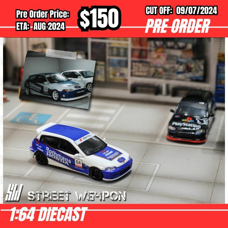 PO-$150 * Street Weapon * 1:64 Honda Civic EG6 Rothmans [OD28/06]