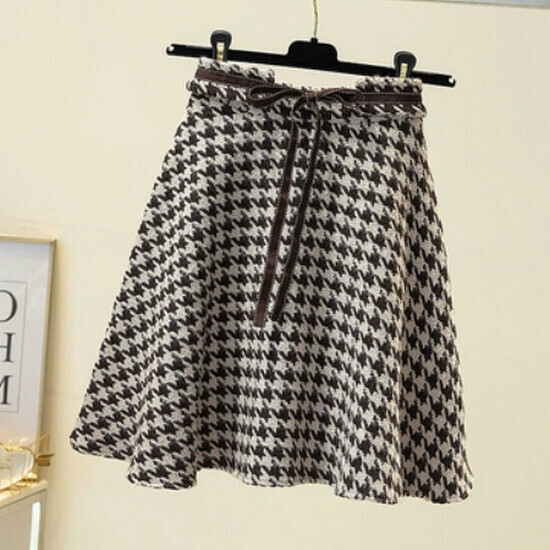Hot Selling Houndstooth Skirt [Apricot] [L-4XL] (please contact customer service to confirm the delivery size after placing the order)
