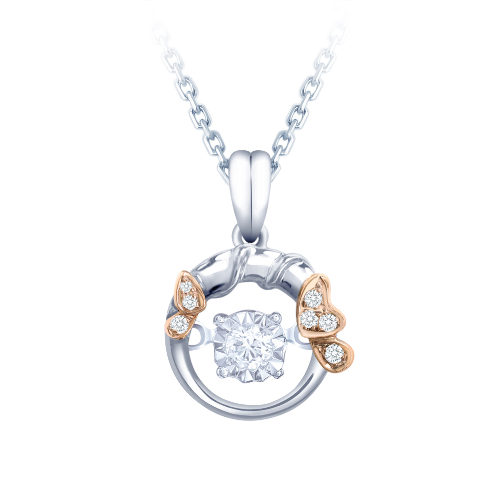 18K蝴蝶花圈靈動鑽石項鍊