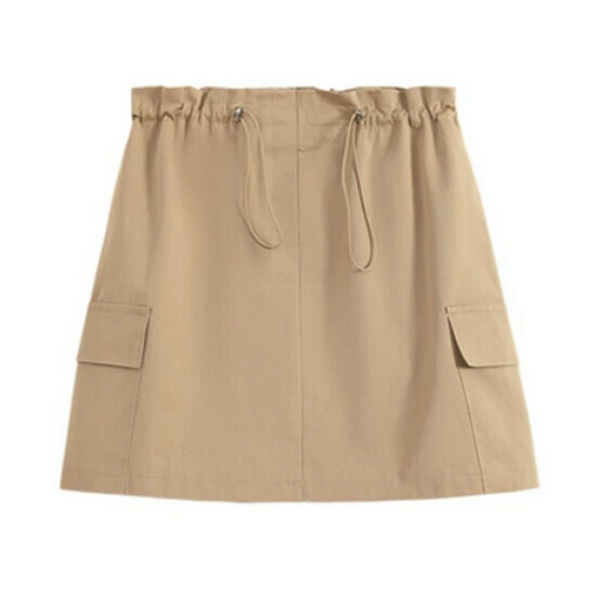 Hot selling lace-up elastic skirt [Apricot] [L-4XL size] (please contact customer service to confirm the delivery size after placing the order)