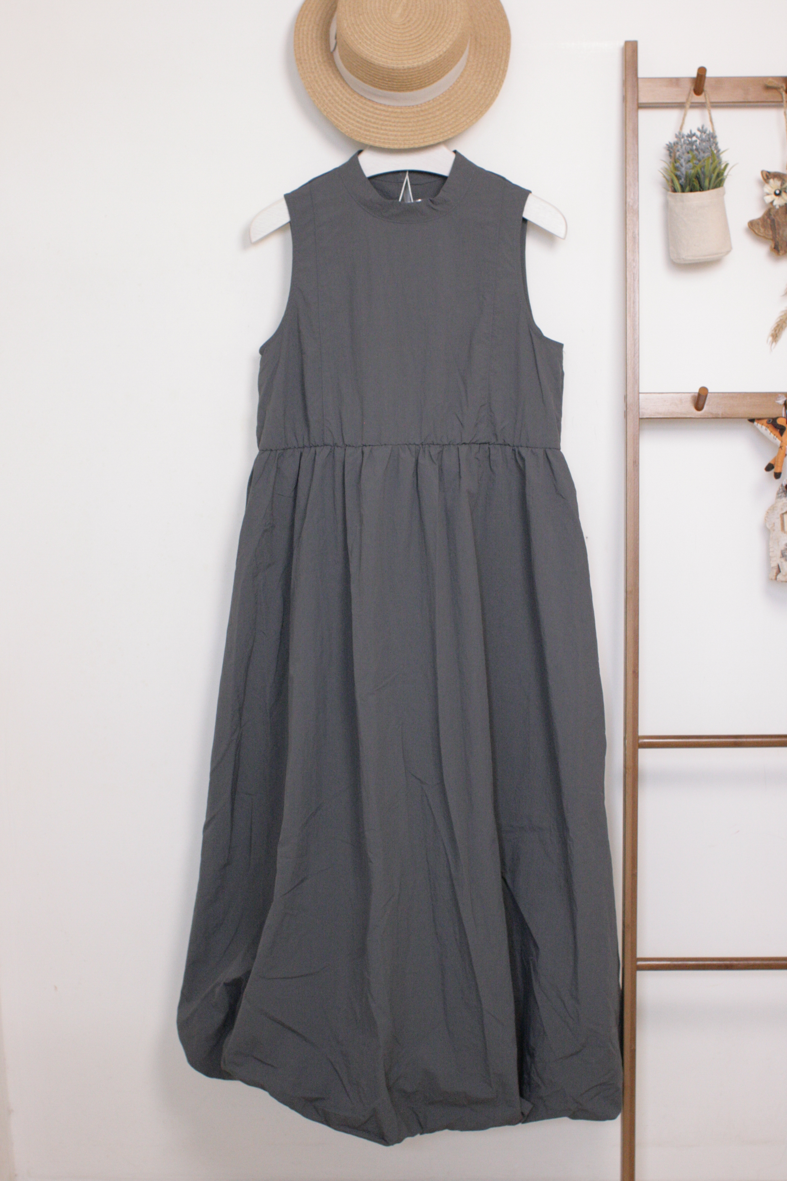 塔夫綢氣球無袖連衣裙 (兩色入)【日本直送】