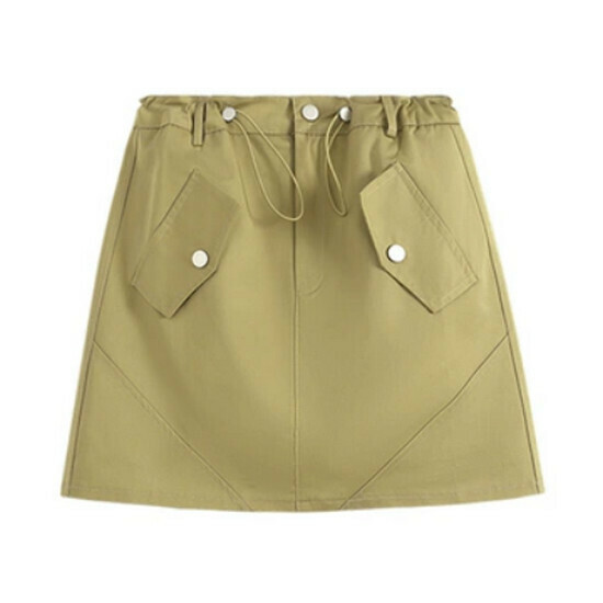 Hot selling drawstring work skirt [khaki color] [L-4XL size] (please contact customer service to confirm the delivery size after placing the order)