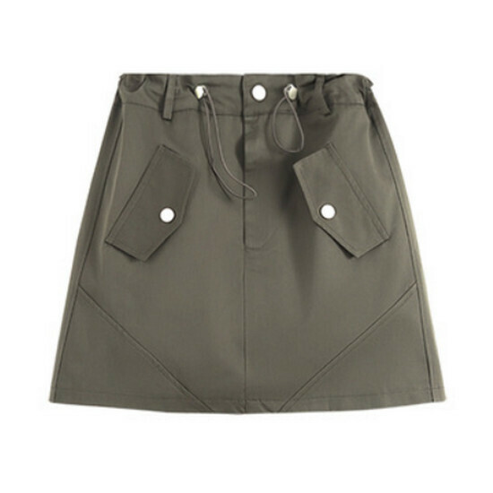 Hot selling drawstring work skirt [grey] [L-4XL size] (please contact customer service to confirm the delivery size after placing the order)