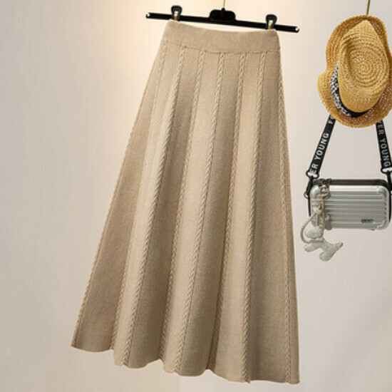 Hot selling high-waisted knitted skirt [Camel] [L-3XL] (please contact customer service to confirm the delivery size after placing the order)
