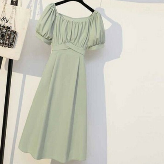 Hot seller collar chiffon dress [light green] [L-4XL size] (please contact customer service to confirm the delivery size after placing the order)