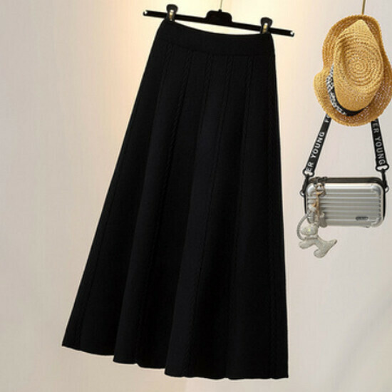 Hot selling high-waisted knitted skirt [Black] [L-3XL] (please contact customer service to confirm the delivery size after placing the order)