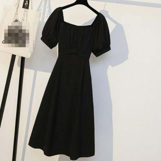 Hot seller collar chiffon dress [black] [L-4XL size] (please contact customer service to confirm the delivery size after placing the order)