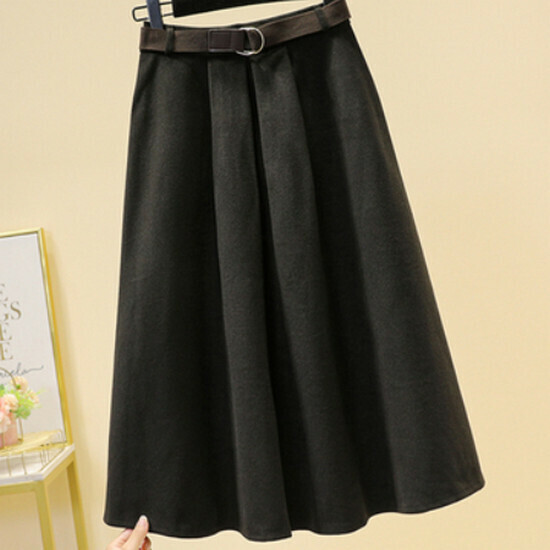 Hot selling high-waisted woolen skirt [black] [L-4XL size] (please contact customer service to confirm the delivery size after placing the order)