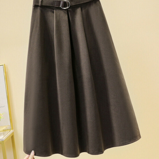 Hot-selling high-waisted woolen skirt [dark coffee color] [L-4XL size] (please contact customer service to confirm the delivery size after placing the order)
