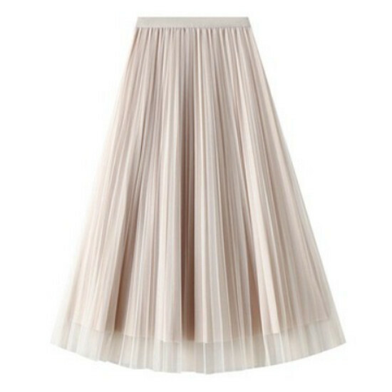 Hot Selling Mesh Pleated Skirt [Apricot] [S-2XL] (please contact customer service to confirm the delivery size after placing the order)