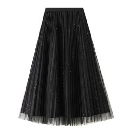 Hot Selling Mesh Pleated Skirt [Black] [S-2XL] (please contact customer service to confirm the delivery size after placing the order)