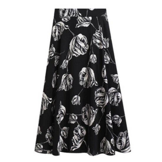 Hot selling chiffon floral skirt [black] [L-4XL size] (please contact customer service to confirm the delivery size after placing the order)