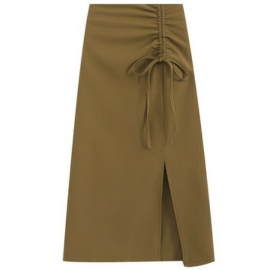 Hot selling pleated drawstring skirt [Coffee color] [M-4XL size] (please contact customer service to confirm the delivery size after placing the order)