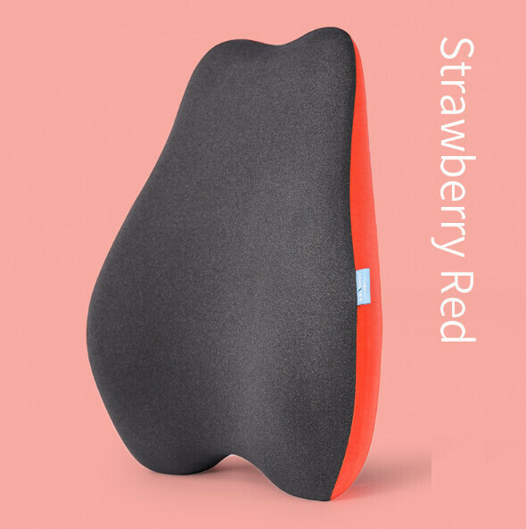 Hot recommended office seat memory foam lumbar cushion (strawberry red) (size: 40*50*14cm)