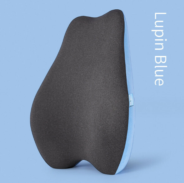 Hot recommended office seat memory foam lumbar cushion (feather fan blue) (size: 40*50*14cm)