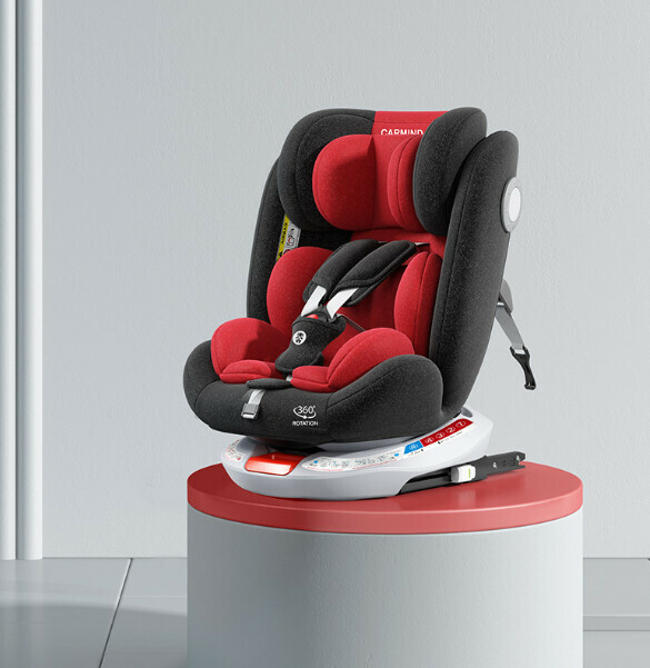 Popular child car safety seat (distinguished red ISOFIX hard interface model + 360-degree rotation)