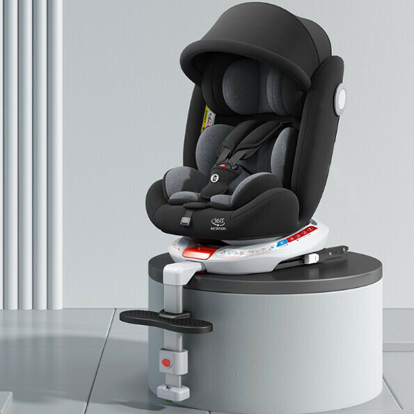 Popular children's car safety seat (Star Diamond Black Aluminum Alloy anti-roll support leg model + foot pedal awning 360 degree rotation)