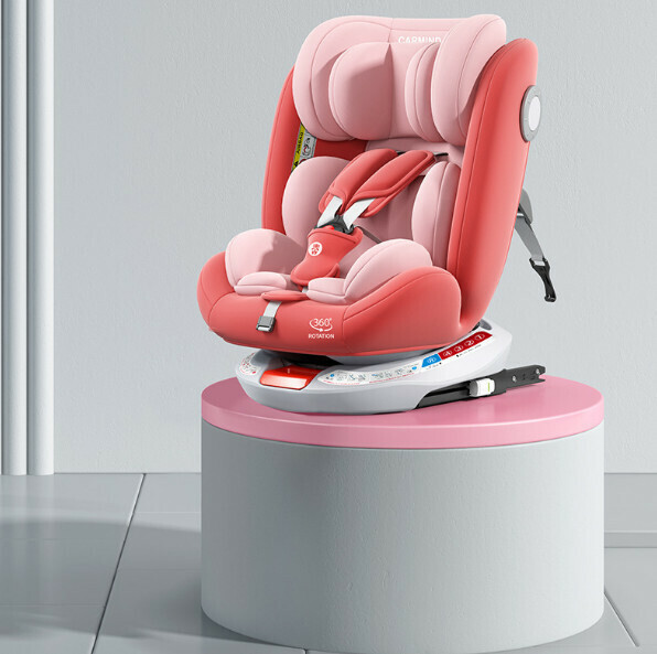 Popular child car safety seat (pink ISOFIX hard interface model + 360 degree rotation)