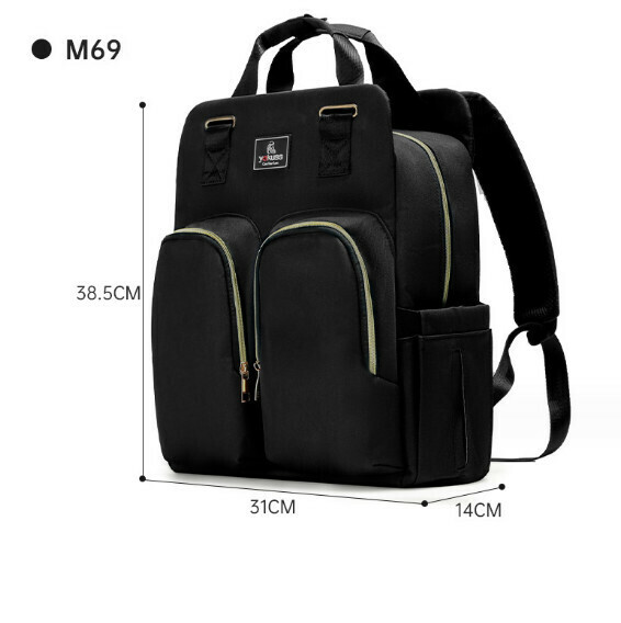 Popular multifunctional large-capacity backpack mommy bag (M69 generation large size black) (size: 31*14*38.5cm)
