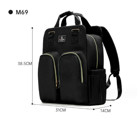 Popular multifunctional large-capacity backpack mommy bag (M69 generation medium black) (size: 31*14*38.5cm)