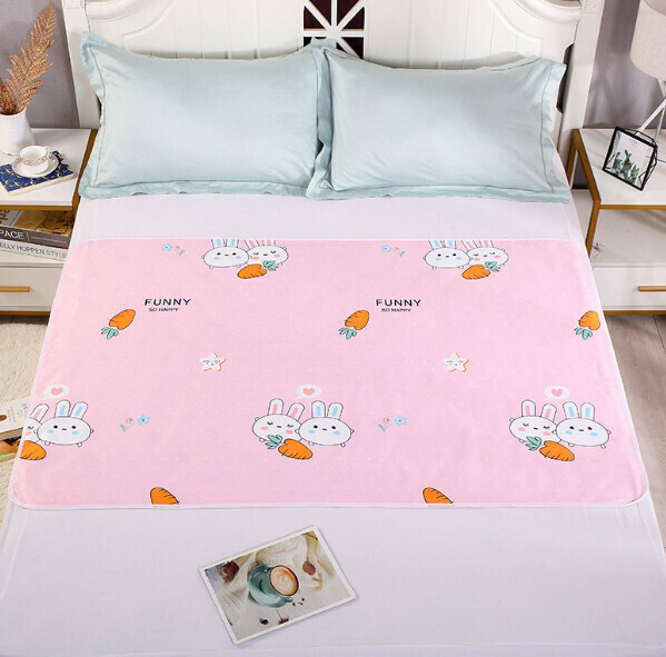 Popular waterproof and anti-side leakage diaper pad [50*70CM] [Pink White Rabbit-reversible]