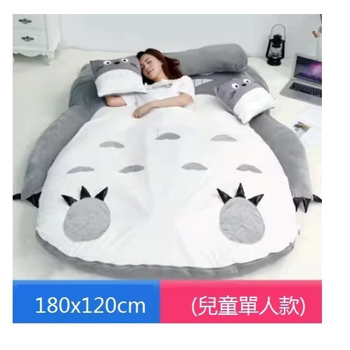 New Totoro Mattress Foldable Sleeping Bag Tatami Children's Anti-collision Mat Floor Artifact (Gray Totoro) 220x170cm (Deluxe Double Model)