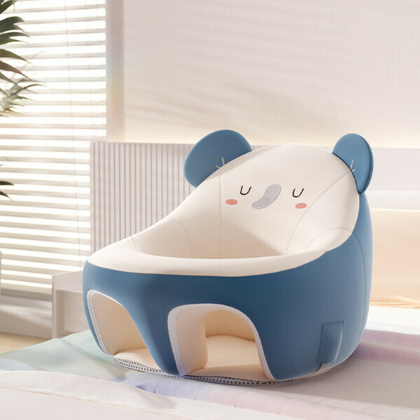 New baby learning chair sofa, training to sit and stand, anti-fall and anti-roll seat [little cute elephant + anti-fouling and no-wash]