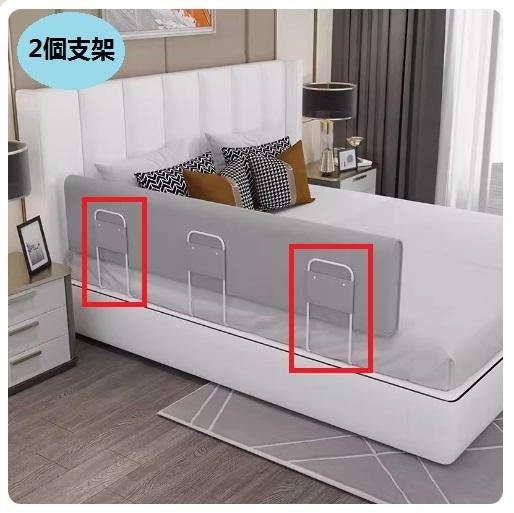 New baby anti-fall protective rail bed rail soft-packed anti-collision mat (100cmx35cm high + 2 brackets) clear water gray