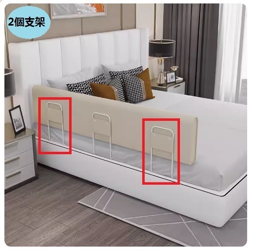 New baby anti-fall protective rail bed rail soft-packed anti-collision mat (100cmx35cm high + 2 brackets) Goose Warm White