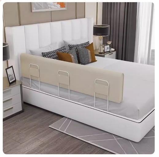 New baby anti-fall protective rail bed rail soft-packed anti-collision mat (150cmx35cm high + 3 brackets) Goose Warm White