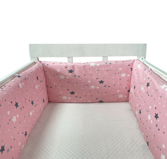 熱賣嬰兒防摔防護床圍（NO26 粉底星星）（尺寸：200*30cm）