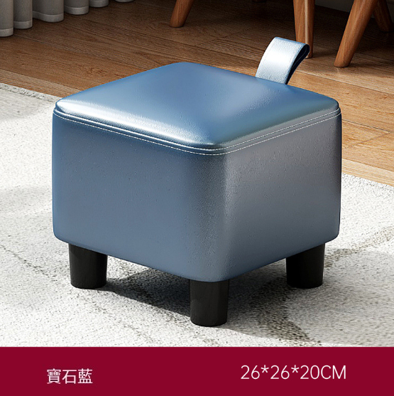 Hot style living room solid wood low stool [AD009515 [Sapphire Blue] Sugar Cube Stool, Stool Height 20CM-Technical Fabric]