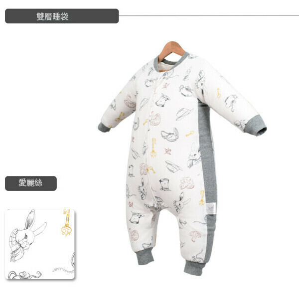 爆款【特價品】嬰兒睡袋 新生嬰兒睡袋防踢被長袖連體衣（B-057夢遊愛麗絲雙層 尺碼：100）