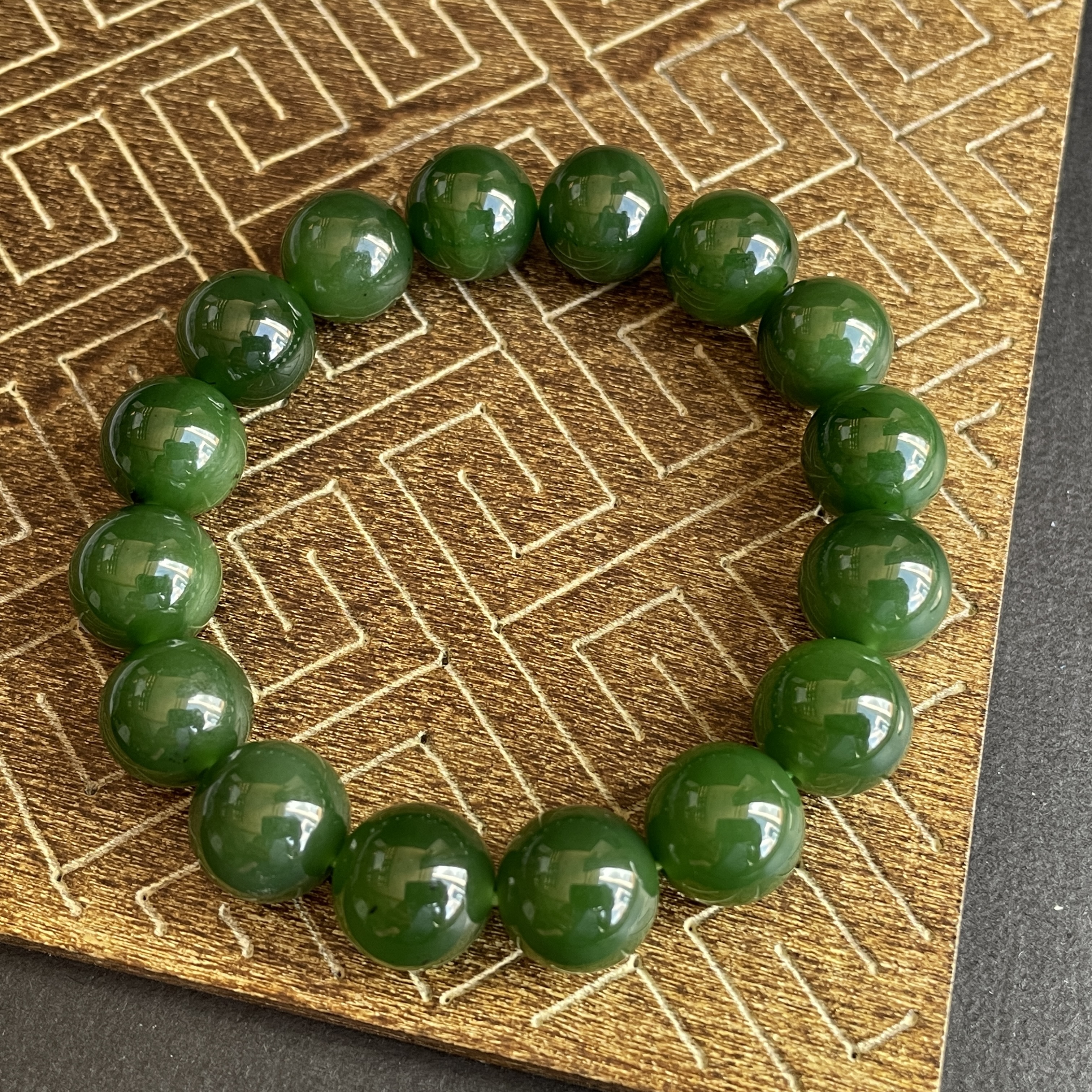 和田玉碧玉手串 (12mm直徑),天然和田玉軟玉