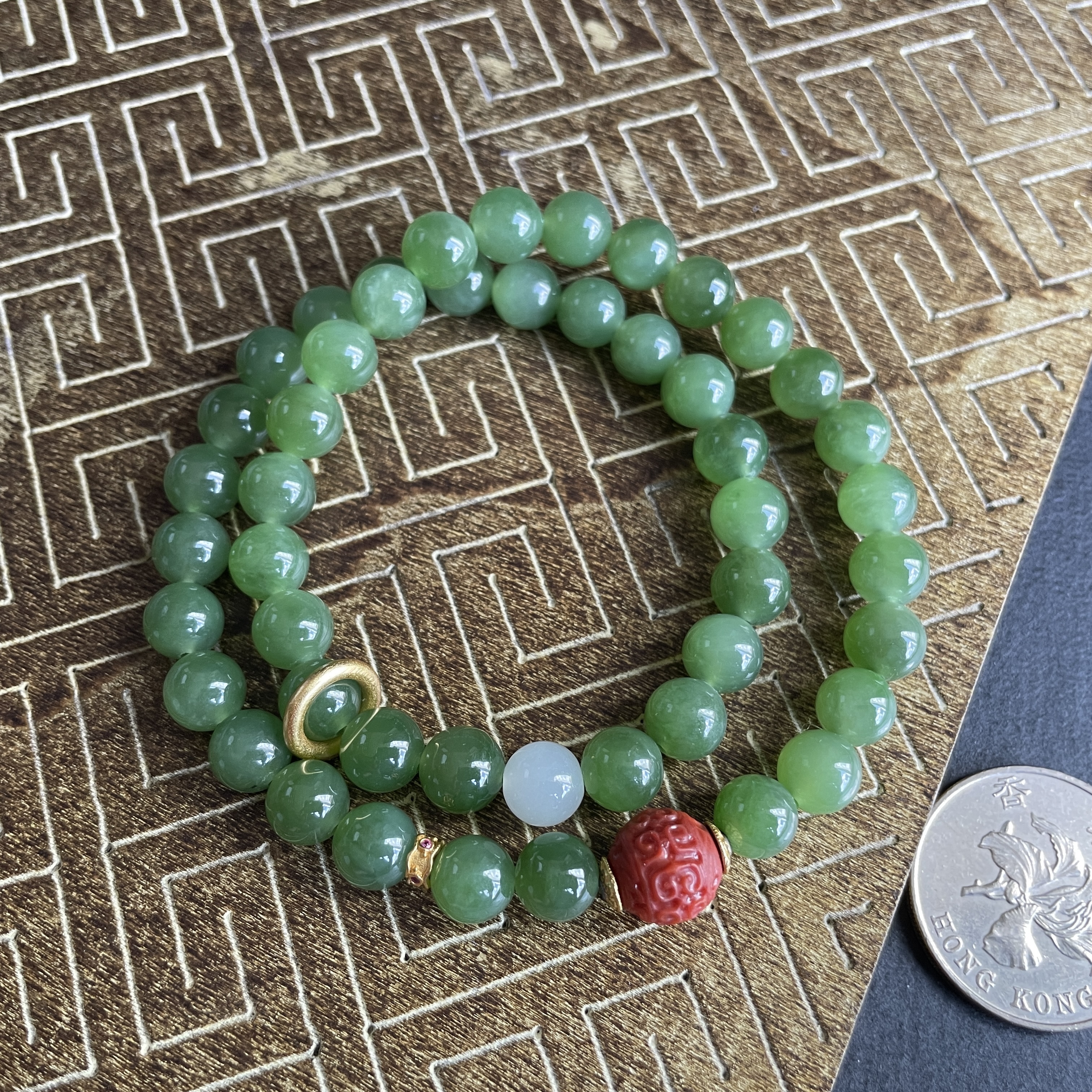 J2362 和田玉碧玉珠串 (8mm直徑)