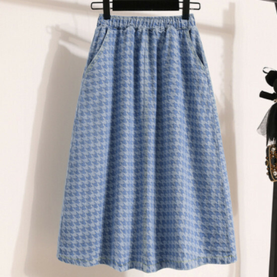 Hot selling elastic waist skirt [light blue] [M-3XL size] (please contact customer service to confirm the delivery size after placing the order)