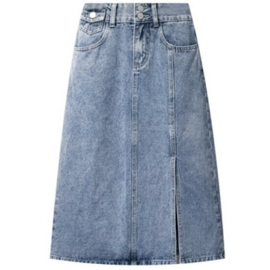 Hot selling slit denim skirt [blue] [M-4XL size] (please contact customer service to confirm the delivery size after placing the order)
