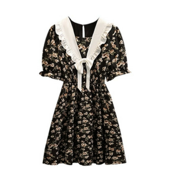 熱賣碎花連衣裙【圖片色(短款)】【L-4XL碼】（下單後請聯絡客服確認發貨尺碼）