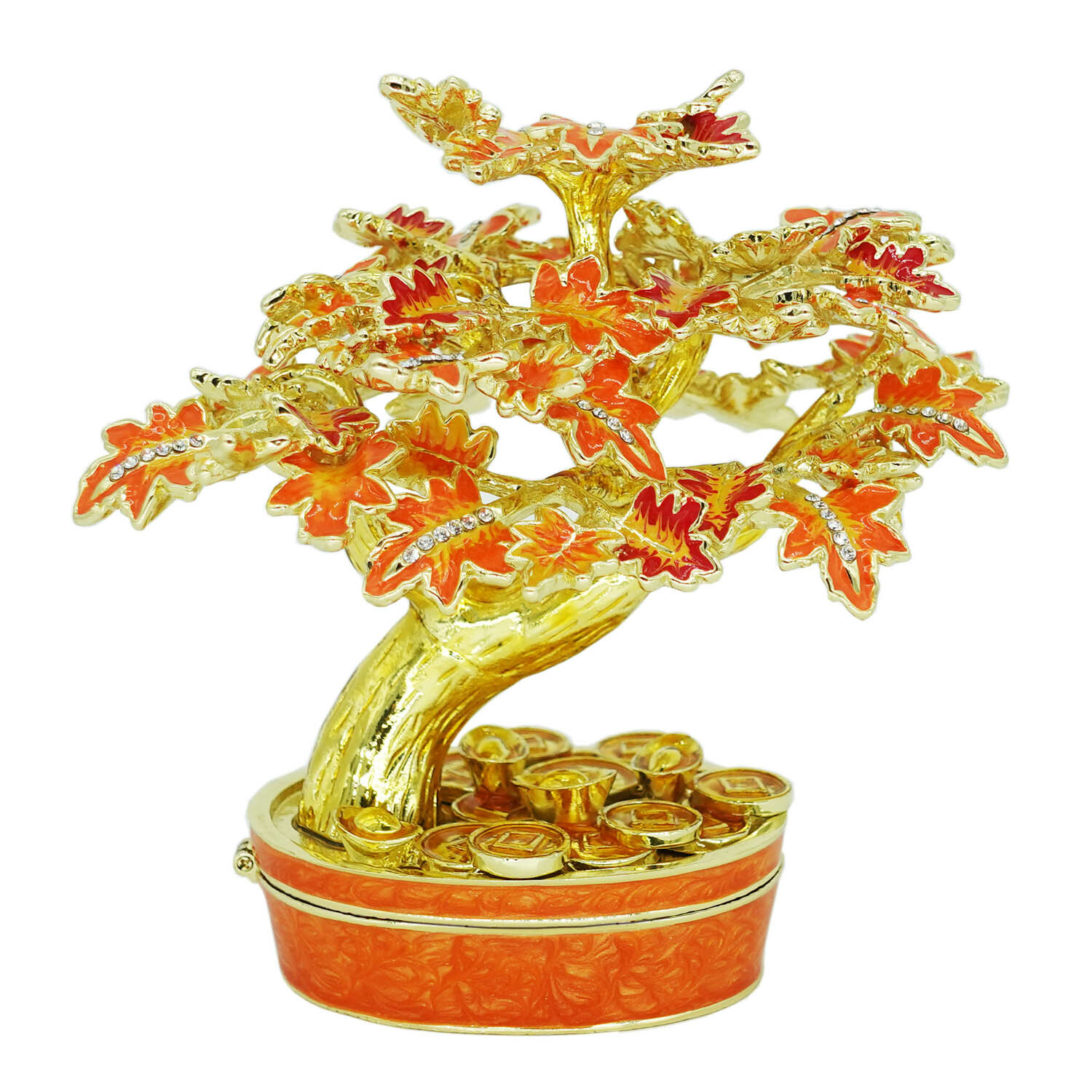 ADELINA crystal and enamel fortune tree trinket box