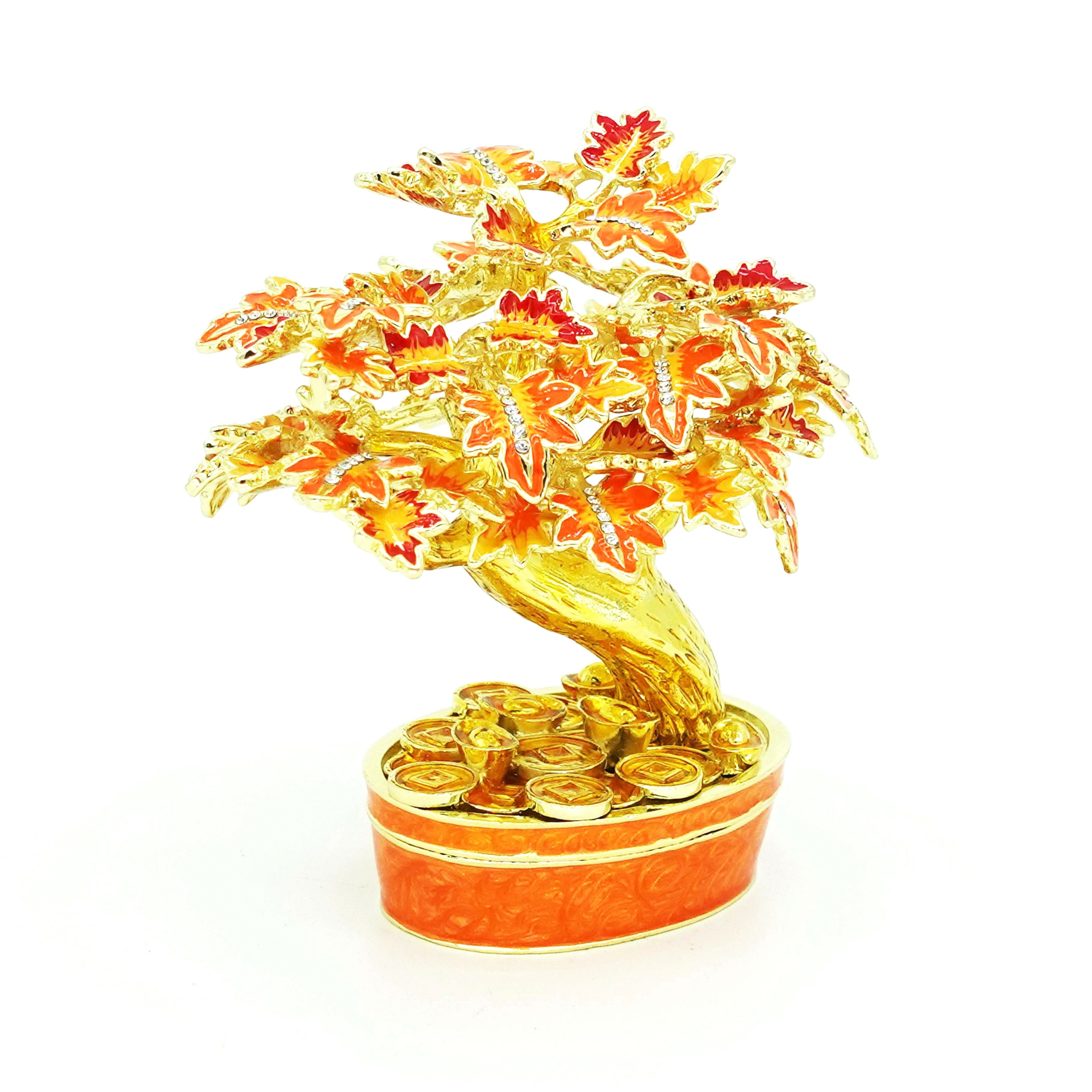 ADELINA crystal and enamel fortune tree trinket box