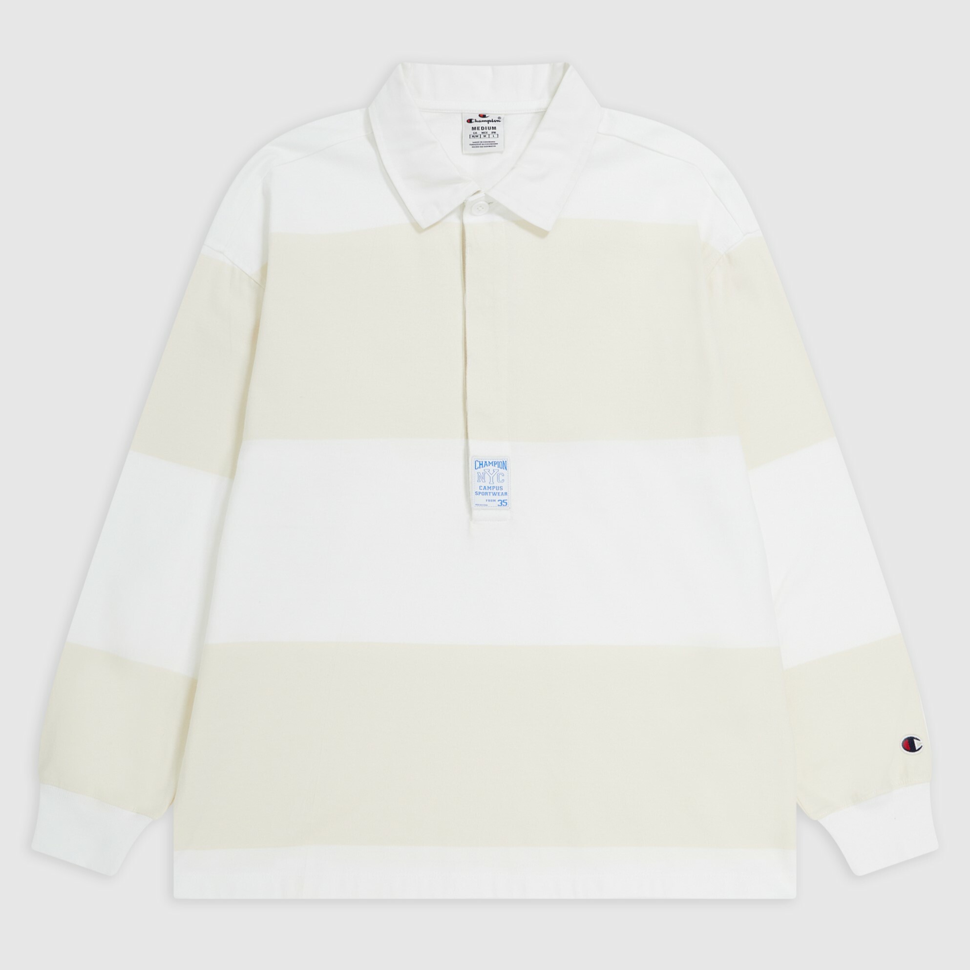 女款-ROCHESTER 條紋長袖POLO衫-米色/白色條紋（117205-WW001）