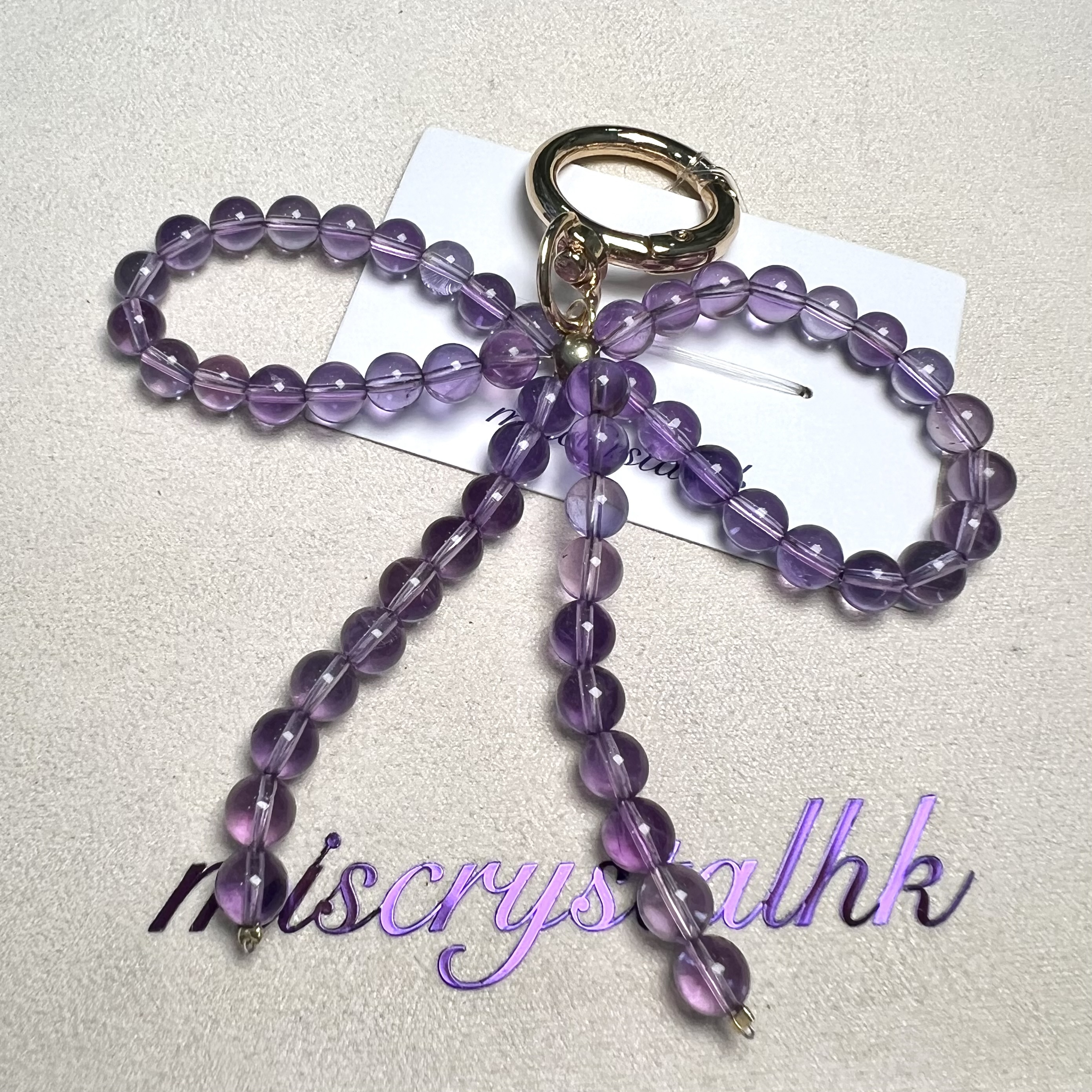 紫水晶蝴蝶結掛飾 #A469